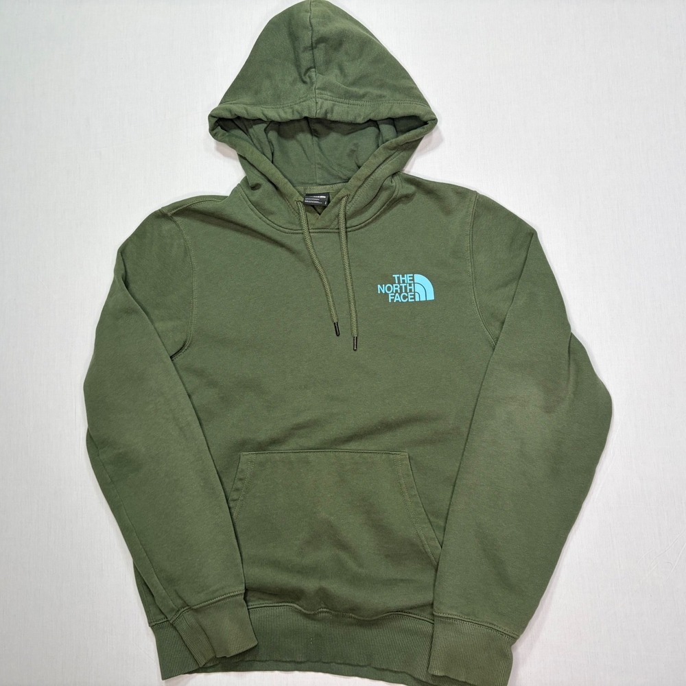 The North Face Mens Pullover Hoodie Elk Graphic Green Blue Small - Picture 2 of 6
